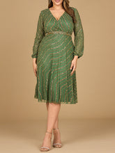Load image into Gallery viewer, Beaded Midi Dress with Long Sleeves