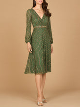 Load image into Gallery viewer, Beaded Midi Dress with Long Sleeves