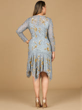 Load image into Gallery viewer, Beaded Midi Dress with Asymmetrical Hem