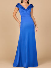 Load image into Gallery viewer, V-Neck, Satin Backed Crepe Gown