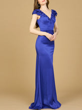 Load image into Gallery viewer, V-Neck, Satin Backed Crepe Gown
