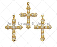 Load image into Gallery viewer, Large CZ Micro Pave Chunky Cross Shape Pendant  Charms , Cross Necklace Charms, 28x39mm, Sku#LK143