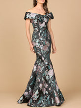 Load image into Gallery viewer, Fitted, Mermaid Brocade Gown