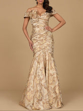 Load image into Gallery viewer, Off Shoulder Brocade Mermaid Gown