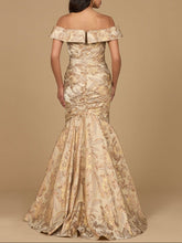 Load image into Gallery viewer, Off Shoulder Brocade Mermaid Gown