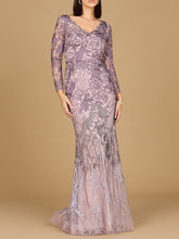 Load image into Gallery viewer, Long Sleeve V-Neck Mermaid Gown