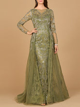Load image into Gallery viewer, Long Sleeve Gown with Overskirt &amp; High Neck