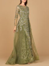 Load image into Gallery viewer, Long Sleeve Gown with Overskirt &amp; High Neck