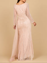 Load image into Gallery viewer, Long Sleeve V-Neck Gown with Drape