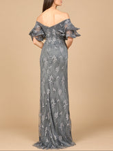 Load image into Gallery viewer, Off Shoulder Mermaid Gown with Tiered Sleeves