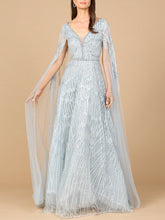 Load image into Gallery viewer, Embellished Gown with Cape Sleeves