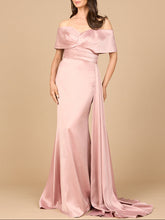 Load image into Gallery viewer, Off Shoulder Satin Dress