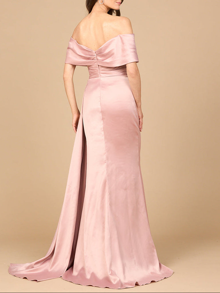 Off Shoulder Satin Dress