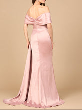 Load image into Gallery viewer, Off Shoulder Satin Dress