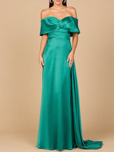 Load image into Gallery viewer, Off Shoulder Satin Dress