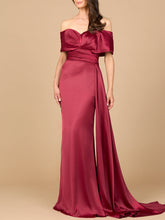 Load image into Gallery viewer, Off Shoulder Satin Dress