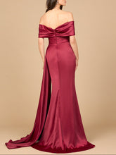 Load image into Gallery viewer, Off Shoulder Satin Dress