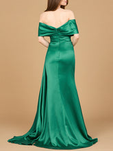 Load image into Gallery viewer, Off Shoulder Satin Dress