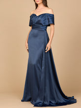 Load image into Gallery viewer, Off Shoulder Satin Dress