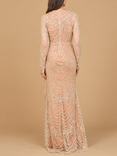 Load image into Gallery viewer, Beaded Long Sleeve Gown with Tulle Applique