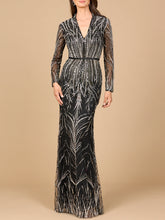 Load image into Gallery viewer, Mandarin V-Neck Gown with Long Sleeves
