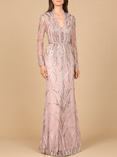 Load image into Gallery viewer, Mandarin V-Neck Gown with Long Sleeves