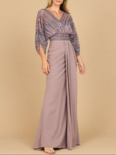 Load image into Gallery viewer, Lara 28950- Draped Skirt Gown with Cape Sleeves