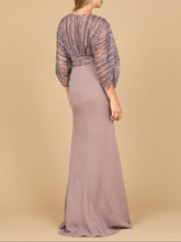 Load image into Gallery viewer, Lara 28950- Draped Skirt Gown with Cape Sleeves