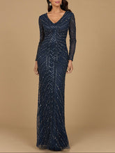 Load image into Gallery viewer, Long Sleeve Linear Focus Beaded Gown