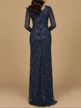 Load image into Gallery viewer, Long Sleeve Linear Focus Beaded Gown