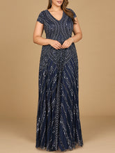 Load image into Gallery viewer, Cap Sleeve Beaded A-Line Gown