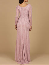 Load image into Gallery viewer, Long Sleeve Linear Beaded Gown