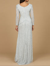 Load image into Gallery viewer, Long Sleeve Linear Beaded Gown