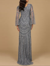 Load image into Gallery viewer, Long Sleeve Beaded Gown with Trumpet Sleeves