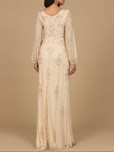 Load image into Gallery viewer, Long Sleeve Beaded Gown with Bishop Sleeves