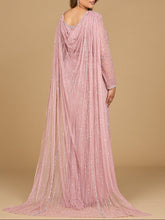 Load image into Gallery viewer, Long Sleeve Beaded Gown with Cape