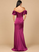 Load image into Gallery viewer, Off Shoulder Satin Dress with Slit