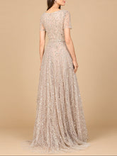 Load image into Gallery viewer, Short Sleeve V-Neck Beaded Ballgown