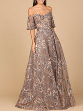 Load image into Gallery viewer, Off Shoulder Lace Ballgown