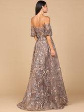 Load image into Gallery viewer, Off Shoulder Lace Ballgown