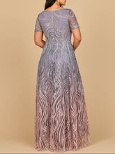 Load image into Gallery viewer, Lara 28961 - Short Sleeve V-Neck Beaded Ballgown