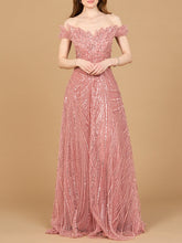 Load image into Gallery viewer, Off Shoulder Beaded Ballgown