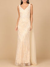 Load image into Gallery viewer, V-Neck Gown with Long Cape Sleeves