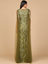 Load image into Gallery viewer, V-Neck Gown with Long Cape Sleeves
