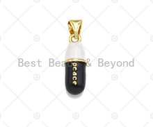Load image into Gallery viewer, Enamel Colorful Pill Shape Pendant Charm,Peace Word Pink Turquoise Black Cobalt Red Enamel Jewelry,6x17mm,Sku#LK281