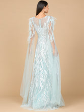 Load image into Gallery viewer, V-Neck Lace Gown with Cape Sleeves