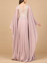 Load image into Gallery viewer, Chiffon A-line Long Gown with Cape Sleeves