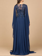 Load image into Gallery viewer, Chiffon A-line Long Gown with Cape Sleeves