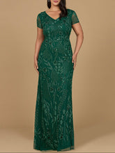 Load image into Gallery viewer, V-Neck, Short Sleeve Beaded Gown