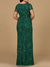 Load image into Gallery viewer, V-Neck, Short Sleeve Beaded Gown